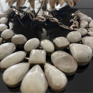 Moonstone grey silver tone necklace